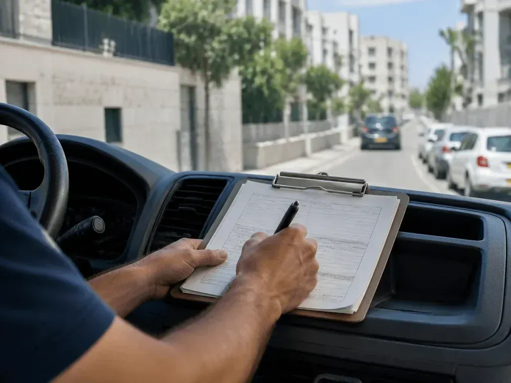 משאית הובלה מורשית עם תעודת רישיון מוביל ציבורי ממשרד התחבורה
